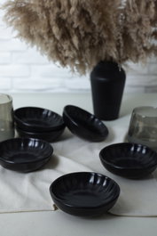 Hermia Set de 6 Cuencos para Aperitivos de Gres Cerámico Negro, 190 cc